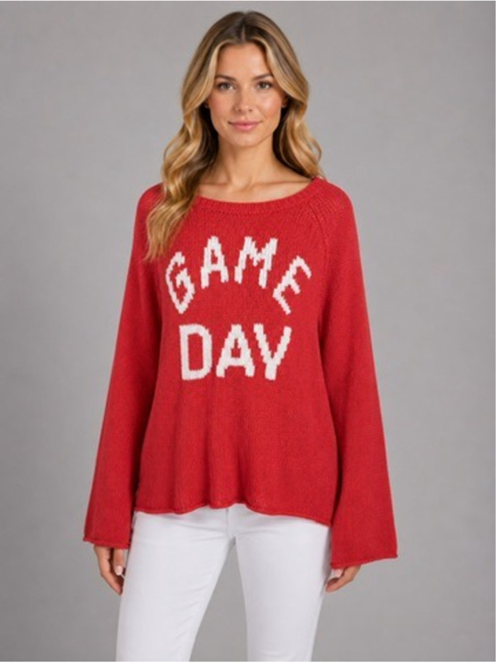 Wooden Ships Game Day Chunky Knit Raglan Sweater Orange Team Spirit Top Sz M/L